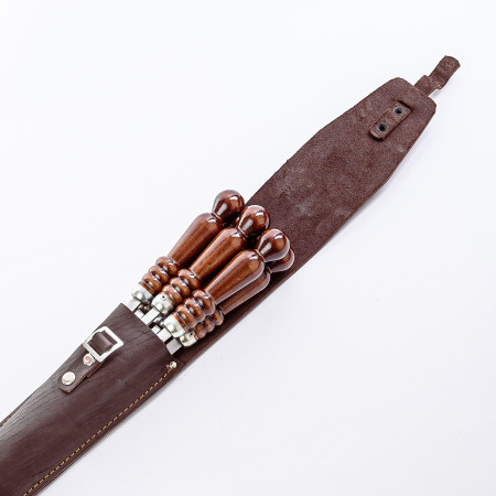 A set of skewers 670*12*3 mm in brown leather case в Балашихе