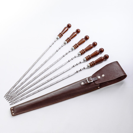 A set of skewers 670*12*3 mm in brown leather case в Балашихе